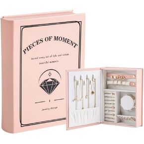 Book Jewelry Box Jewelry Storage Book Jewelry Organizer Book with Magic Book Design Book Jewelry Box for Earrings Bracelet Necklace Rings Storage for Women and Girls(Grey Bean Green)