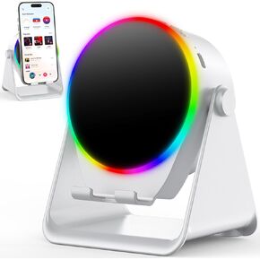 Wireless Induction Speaker Audio Bluetooth Portable Speaker 4 in 1 Cell Phone Holder Stand with Colorful Ambient Light 360° Rotation for Tablet iPhone Android, Gifts for Men Women Parents