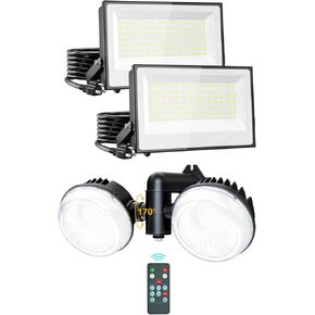Onforu 100W Flood Lights & Dusk to Dawn LED Barn Light with Photocell Remote 6500K 10000LM