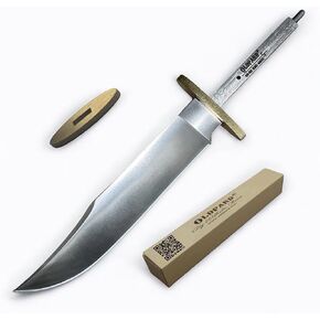 Full Tang Blank Blade for Knifemaking with False Edge | 440C Stainless Steel | Big Bowie Knife Blank | Outdoor Use | 11 Inch Overall Length | DIY Knife