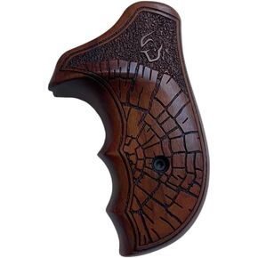 New Handmade reproductive Wood Combat Grips Compatible with Taaurus Tracker/Judge 17 44 415 425 450 617 627 692, Compact Frame, Web/Rough Engraved, Thai Handmade