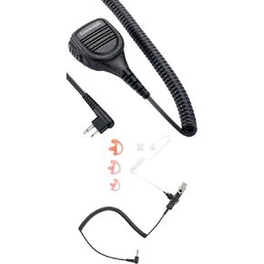 commountain Speaker Mic for Motorola Radios R2 BPR40D BPR40 CP100D CP200D CP200 CP185 CLS1410 CLS1110 and 3.5mm Listen Only Acoustic Tube Earpiece Bundle
