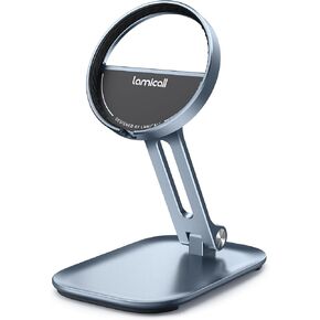 Lamicall Foldable Phone Stand for Apple 25W MagSafe Charger - Adjustable Charging Holder Dock Cradle for Desk, Compatible with Airpods, iPhone 16 15 14 13 12 Plus, Pro, Pro Max, Grey [Stand Only]