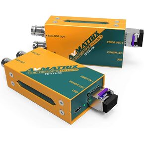 AVMATRIX FE1121 3G-SDI Fiber Extender, 20km Long Distance Transmission, 3Gbit Level A and Level B (All formats) Supported, SDI Equalization & Reclocking, SFP/LC Fiber Single-Mode Design