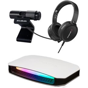 AVerMedia GC553G2 Live Gamer Ultra 2.1 HDMI Capture Card 2.1 for Streaming and Gaming + BO317 Video Conferencing Kit 1080p Webcam USB Headphone