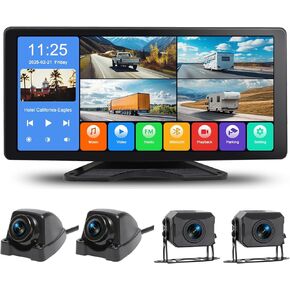 نظام الكاميرا الاحتياطي 4K RV ، 4 كاميرات خلفية ، شاشة تعمل باللمس 11 بوصة مع تسجيل حلقة ، IP69K مقاومة للماء ، فيديو USB موسيقى Bluetooth لـ RV/Truck/Trailer/Pickup ، إلخ ، 64 جيجابايت ،