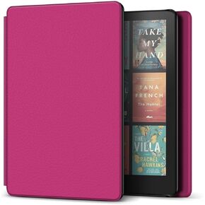 TNP Case for Kindle Paperwhite 12th Generation 2024 / Kindle Colorsoft Signature Edition - 7" PU Leather Protective Folio Cover Case for Kindle Paperwhite Kids with Auto Sleep/Wake, Hot Pink