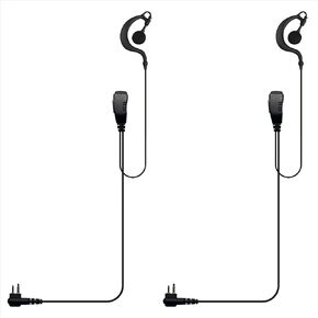 G Shape Ear Hook Earpiece Dual-Pin Headset for Motorola R2 CP100D CP200D CP185 DTR720 DLR1020 CLS1110 SLS1410 DTR410 DTR700 RDU4100 RDU4160D RMM2050 RMU2040 RMU2080D VL50 (Pack of 2)