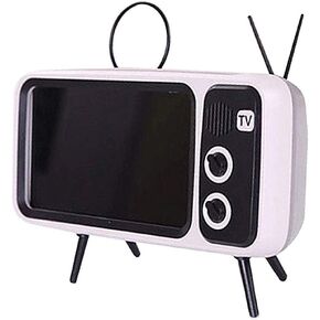 UnnFiko Wireless Bluetooth Speakers Retro TV Style Stand Holder, Cartoon Desktop Bracket Desk Mount, Universal for Samsung iPhone 12 13 14 11 Pro Max (TV Brown Bluetooth)