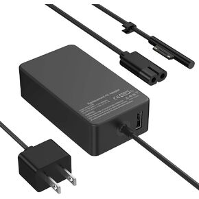 Surface Pro Charger 65W لـ Microsoft Surface Pro Charger 10،9 ، 8 ، 7 ، 7 ، 6 ، 5 ، 4 ، 3 ، X ، Windows Surface Labtop 5 ، 4 ، 3 ، 2 ، 1 ، استوديو سطح الجهاز اللوحي ، الكتاب السطحي 3 ، 2 ، 1،10 قدم ، دعم 44W 36W