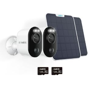 Reolink Argus 3 Ultra with Solar Panel 2 Pack Bundle - 4K Solar Security Camera Wireless Outdoor ، Standalone ، 8MP Color Vision ، 2.4/5 GHz WiFi ، يشمل بطاقة SD (128 جيجابايت) ، الكشف الذكي