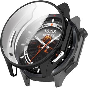 Compatible for OnePlus Watch 3 & Oppo Watch X2 Case Cover, Ultra Slim Soft Cover Case & Screen Protector (Black)