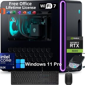 Dell Alienware Aurora R16 Gaming Desktop - Intel Ultra 9 285K (AI NPU) • NVIDIA RTX 5080 GDDR7 (Beats RTX 4090) • Win 11 Pro • w/Office License & External DVD • WiFi 7 (64GB DDR5, 4TB SSD, 2TB HDD)