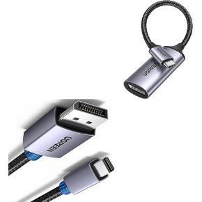 UGREEN 8K@60Hz USB C to DisplayPort 1.4 Adapter Cable 4K@240Hz Bundle VESA Mini DisplayPort to DisplayPort 1.4 Cable 6.6FT