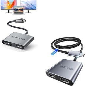 avedio links USB C to Dual HDMI Adapter with Long Cable USB C to Dual HDMI Adapter