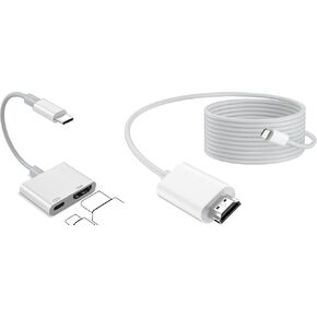 USB C to HDMI Adapter and Lightning to HDMI Cable Compatible with USB-C/Lightning iPhone iPad to to TV/Projector/Monitor