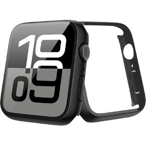 [2 Pack] JULK Case with Tempered Glass Screen Protector for Apple Watch 10 (2024) 42mm, Slim Guard Bumper with HD Glass, Full Coverage Hard PC Protective Cover for iWatch Series 10 42mm, Black