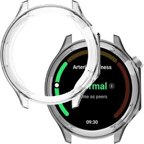 Compatible with OnePlus Watch 3 Smartwatch 2025 Upgraded Version,Soft Flexible TPU Thin Lightweight Bumper Cover Protector for OnePlus Watch 3,(Transparent+Clear Black)