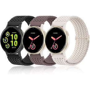نطاقات جديلة متوافقة مع Garmin Vivoactive 5/Vivoactive 3 Watch Bands ، 3 Pack 20mm Nylon Equister Freeband for Men Women for Venu/Venu SQ/Forerunner 55/165/245/645