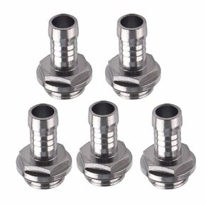 6 PCS PC Water Cooling Fitting, Two touch G1/4 Thread Barb Connector for Tube with Hidden Silicone Ring, Reduce Resistance, Plating (9mm)