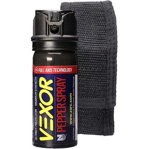 Vexor Pepper Spray Full Axis with Belt Clip for Self Defense — Maximum Police Strength, 20-Foot Range, Full Axis Capability, Flip Top Safety for Quick and Accurate Aim, Protection