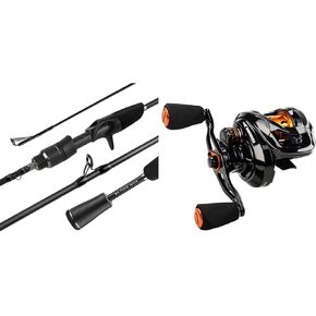 KastKing Kestrel Bait Finesse Casting Rod 3 pc 6'9" L & KastKing Zephyr Bait Finesse Baitcasting Reel, Right Hand