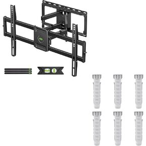 USX MOUNT Full Motion TV Wall Mount for 42-86 inch TV, Max VESA 600x400mm, Holds up to 132lbs, Fits 8" 12" 16" Wood Studs&Concrete Wall or Brick Wall Installation Plastic Anchor Bolts 10X50mm White