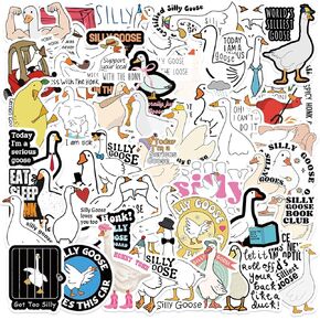 Funny Goose Stickers for Water Bottle, ZLWSD Cute Cartoon Goose Vinyl Decals for Kids Teens Adults, 50Pcs Animals Waterproof Labels Sticker for Graffiti Cups Guitar Luggage Scrapbook