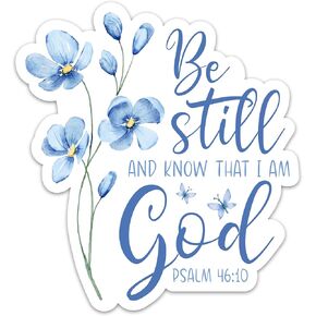 3PCs Be Still and Know That I am God Sticker, Flower Psalm 46:10 Bible Verse Stickers, Christian Faith Decals, Scripture Vinyl Waterproof Religious Stickers for Laptop Water Bottle Journal (3 Inches)