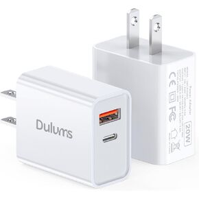 2 Pack 20W USB C Charger Block, Dual Port PD Fast USB C Charging Block Type C Power Adapter Brick Cube for iPhone 16/15/14/13/12/11/Pro Max/XS/XR, for Apple Watch 10/Ultra 2, for AirPods 4/3/2, Tablet