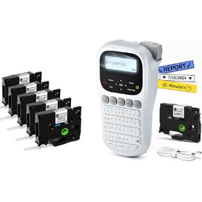 آلة صانع الملصقات مع شريط ، H1100 labeler مع 12 مم 0.47 شريط رقائق أبيض 5 عبوات ، استبدال لعلامة الأخوة tze-231