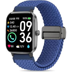 Braided Elastic Bands Compatible with Woneligo/Fitpolo Smart Watch IDW13, Loop Soft Nylon Straps for FITVII H56/ENOMIR ID208BT/TOOBUR IDW16/MILOUZ IDW19 Watch for Women Men