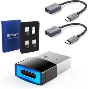 Syntech USB C to USB 3.2 Adapter (2 Pack) & DrivePower USB to USB C Adapter with LED Light 4 Pack