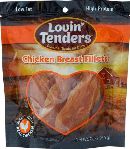 Lovin' Tenders Chicken Breast & Biscuits Dog Treats 7 oz with 4 inch Cadet Pressed Rawhide Bone in Saudi Arabia