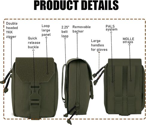 PETAC GEAR Tactical Rip Away Medical IFAK Pouch Tear Off First Aid EDC Pouches Molle & Belt Outdoor Emergency Survival Bag in Kuwait