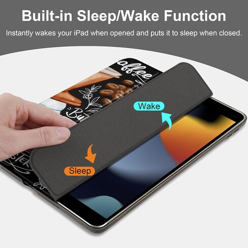 MEEgoodo Case for iPad 10.2 inch, Case for iPad 9th Generation 2021/ 8th Generation 2020/ 7th Gen 2019, Tablet Cover with Silk Texture & PC Back Cover, Coffee in Kuwait