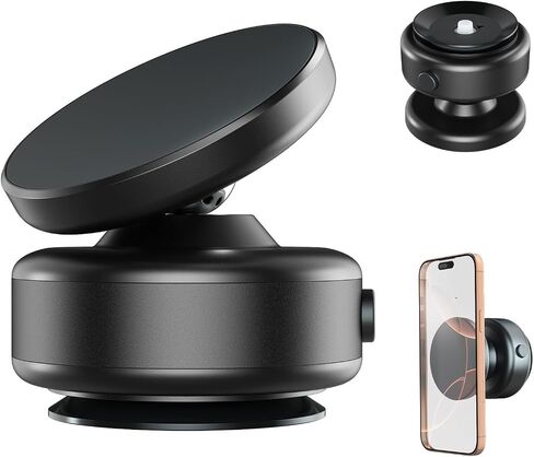 360 Rotatable Car Magnetic Phone Holder,Electric Vacuum Car Mount,Suction Cup Phone Mount Suitable for Flat Surfaces,Compatible with Magsafe iPhone, Silver in Saudi Arabia
