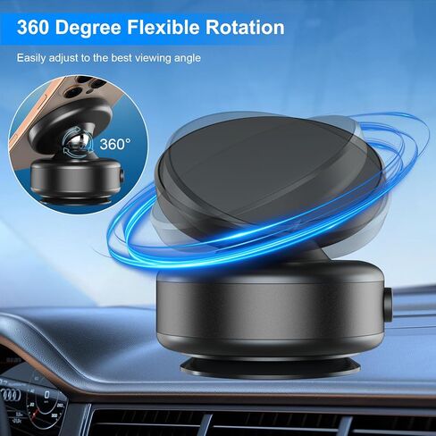 360 Rotatable Car Magnetic Phone Holder,Electric Vacuum Car Mount,Suction Cup Phone Mount Suitable for Flat Surfaces,Compatible with Magsafe iPhone, Silver in Saudi Arabia