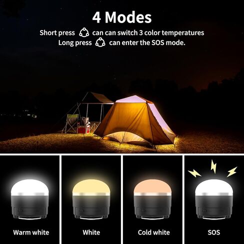 Rechargeable LED Camping Lantern, 1000LM Portable Camping Tent Light with RGB Light, Mini Flashlight with Magnetic Base, Hanging Light for Camp, Home,Emergency, Hiking, Camping Essentials in Saudi Arabia