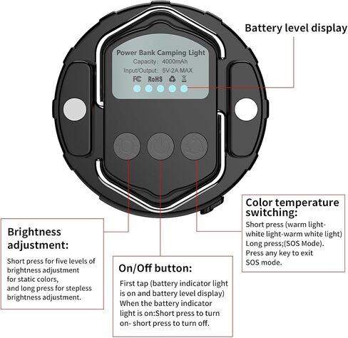 Rechargeable LED Camping Lantern, 1000LM Portable Camping Tent Light with RGB Light, Mini Flashlight with Magnetic Base, Hanging Light for Camp, Home,Emergency, Hiking, Camping Essentials in Saudi Arabia