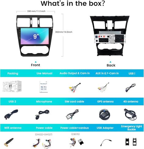 Roadanvi X12 Car Stereo for Subaru Forester WRX 2016-2018 Carplay & Android Auto Android 12 Head Unit, WiFi & 4G LTE GPS Navigation 1280x720 QLED 9" Touch Screen 4GB+64GB Bluetooth in Saudi Arabia