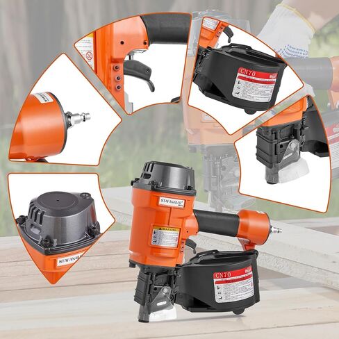 CN55 Coil Nailer 1-Inch up to 2-1/4-Inch Collated Coil Nails 15 Degree Pneumatic Nail Gun for Pallets, Packing Boxes, Crates and Fence in Saudi Arabia
