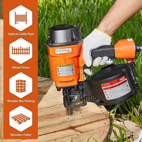 CN55 Coil Nailer 1-Inch up to 2-1/4-Inch Collated Coil Nails 15 Degree Pneumatic Nail Gun for Pallets, Packing Boxes, Crates and Fence in Saudi Arabia