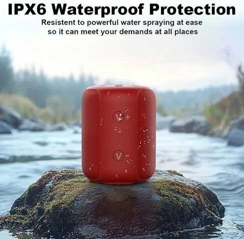 Bobtot Portable Speaker Bluetooth 10W Peak, IPX6 Shower Speaker, 25H Playing Time, Loud and Stereo Sound with Bass, Dual Pairing, Small Outdoor Speaker Wireless Waterproof for Party, Camping in Saudi Arabia