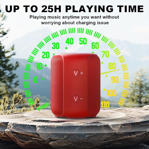 Bobtot Portable Speaker Bluetooth 10W Peak, IPX6 Shower Speaker, 25H Playing Time, Loud and Stereo Sound with Bass, Dual Pairing, Small Outdoor Speaker Wireless Waterproof for Party, Camping in Saudi Arabia