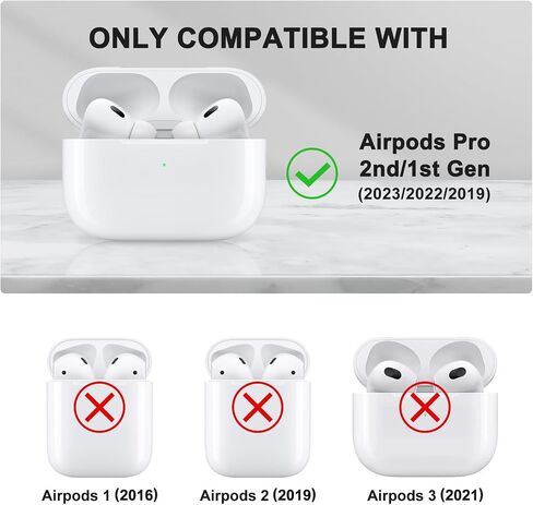 Meliya for AirPods Pro 2nd/1st Generation Case Cover with Secure Lock Clip, Rugged Shell Full-Body Shockproof Protective Cover with Cleaner kit for AirPod Pro 2 Case (Black) in Saudi Arabia