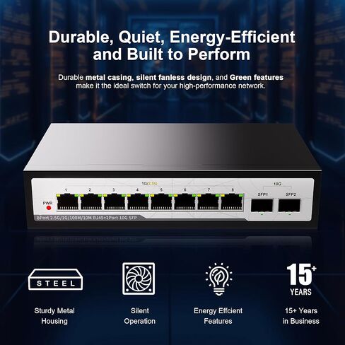 5-Port 2.5Gb Ethernet Switch,25Gbps High-Speed Unmanaged Switch,5 x 2.5GBASE-T Ports,Fanless Metal Design, Wall Mountable,Plug - Play in Saudi Arabia