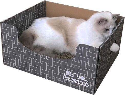 Cat Cardboard Scratcher with Extra-Large Box Bigger Space Double-Sided Scratching Refillable Pad Scratch Board Easy to Clean Scratched Lounger for Indoor Cats Weaving Patterns in Saudi Arabia