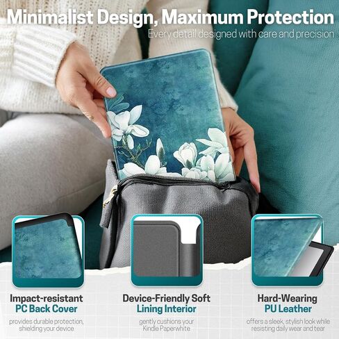 حافظة TNP لجهاز Kindle Paperwhite الجيل الثاني عشر 2024 / Kindle Colorsoft Signature Edition - حافظة حماية مطوية من جلد البولي يوريثان مقاس 7 بوصة لجهاز Kindle Paperwhite للأطفال مع خاصية النوم/الاستيقاظ التلقائي، وردي فاقع in Kuwait
