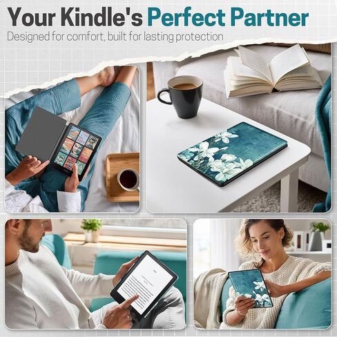 حافظة TNP لجهاز Kindle Paperwhite الجيل الثاني عشر 2024 / Kindle Colorsoft Signature Edition - حافظة حماية مطوية من جلد البولي يوريثان مقاس 7 بوصة لجهاز Kindle Paperwhite للأطفال مع خاصية النوم/الاستيقاظ التلقائي، وردي فاقع in Kuwait